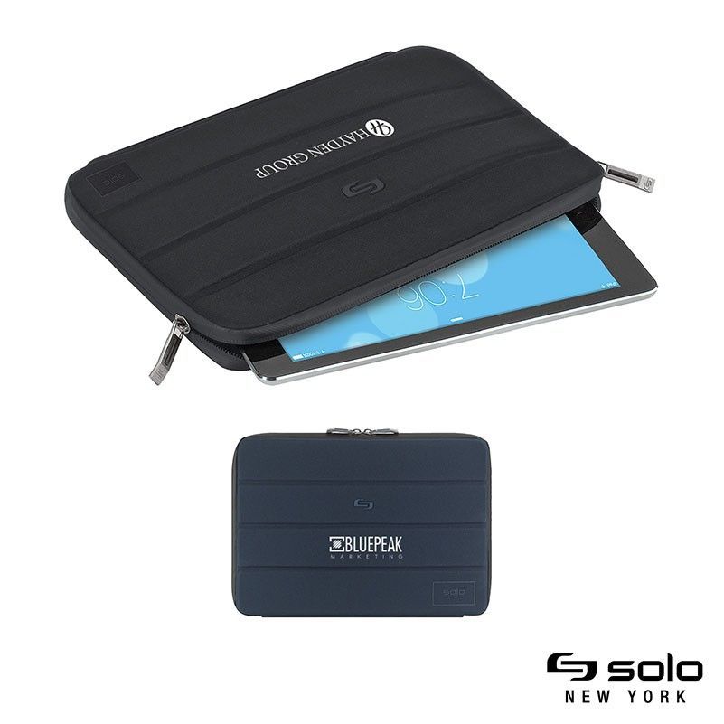 A solo new york tablet case with a tablet inside of it.