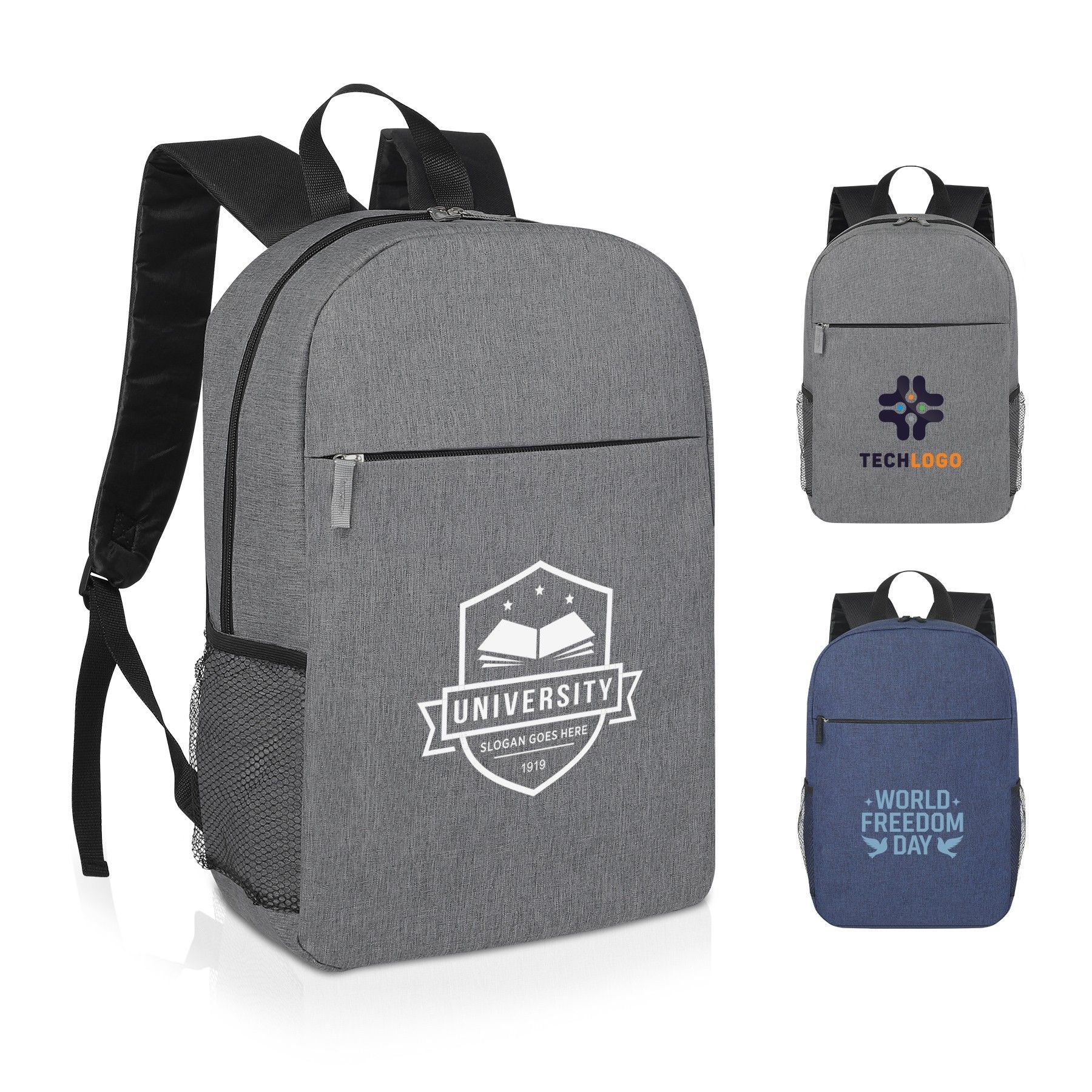 A backpack with the word university on it