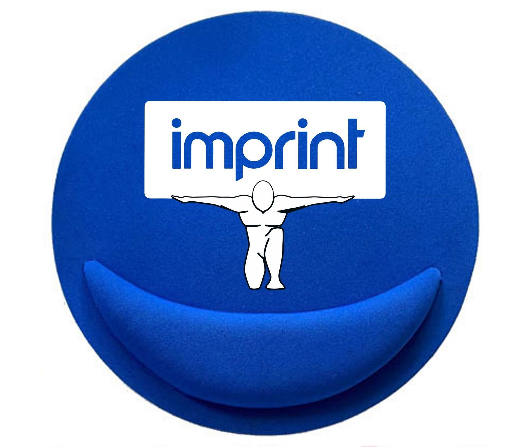 A blue circle with the imprint logo on it