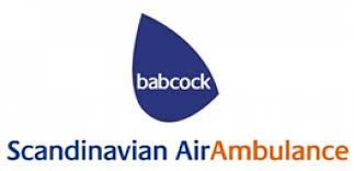 The logo for the scandinavian air ambulance is a blue drop.