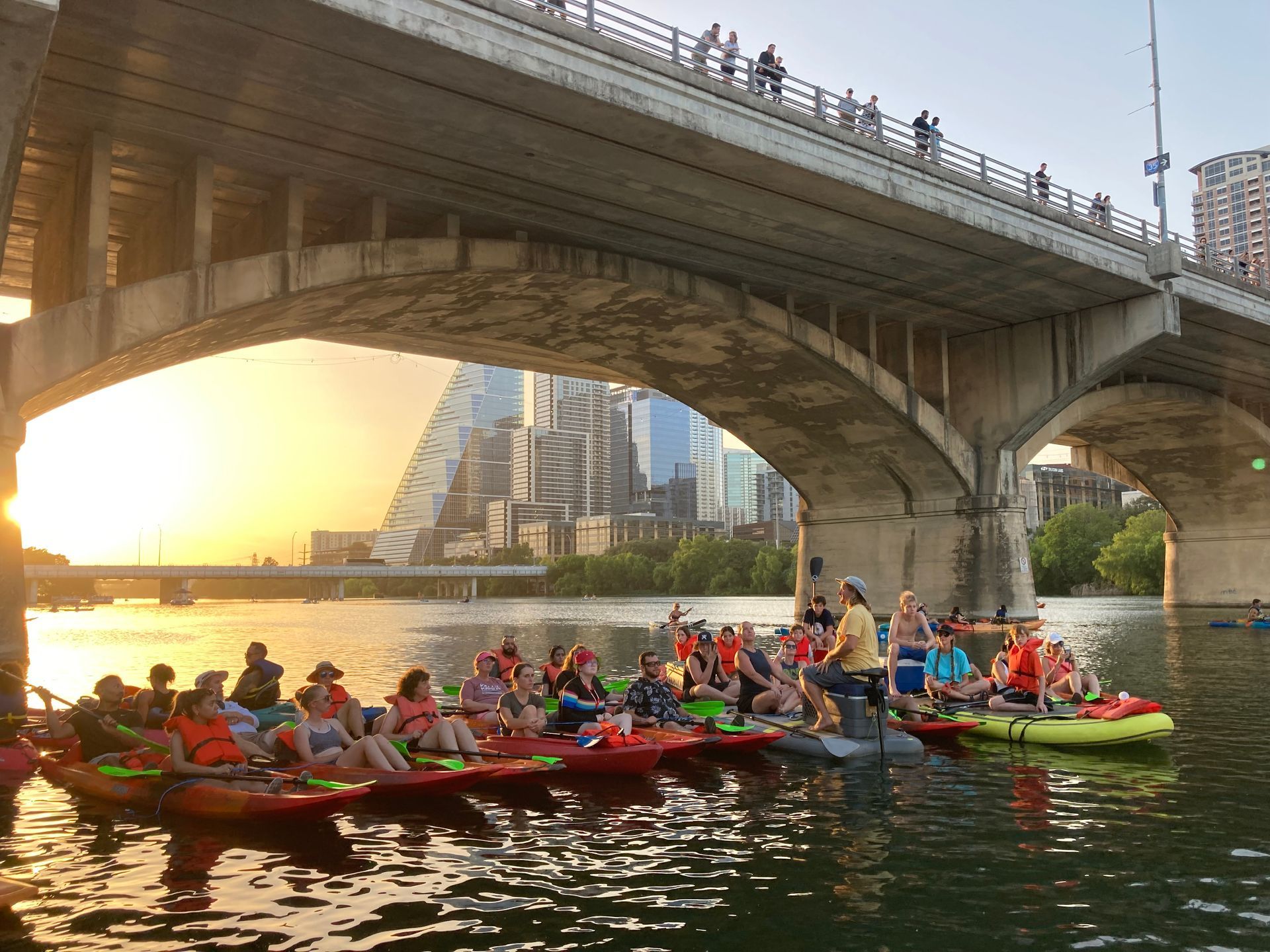 Group kayaking on Lady Bird Lake
