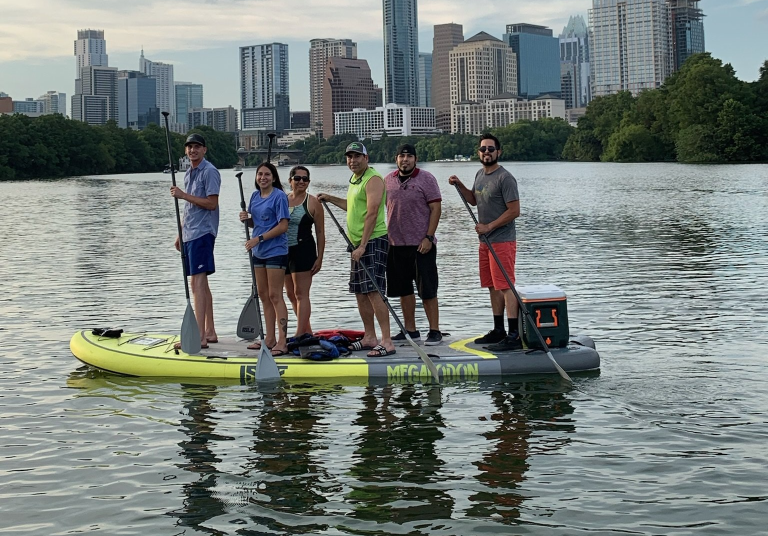 giant paddle board tour - austin bat tour with bats and boats