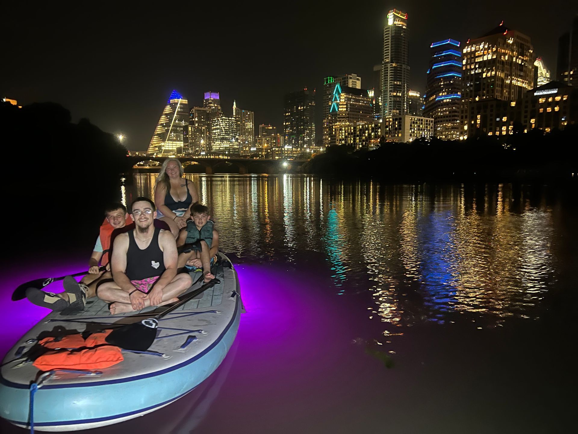 austin paddle board glow tour at night