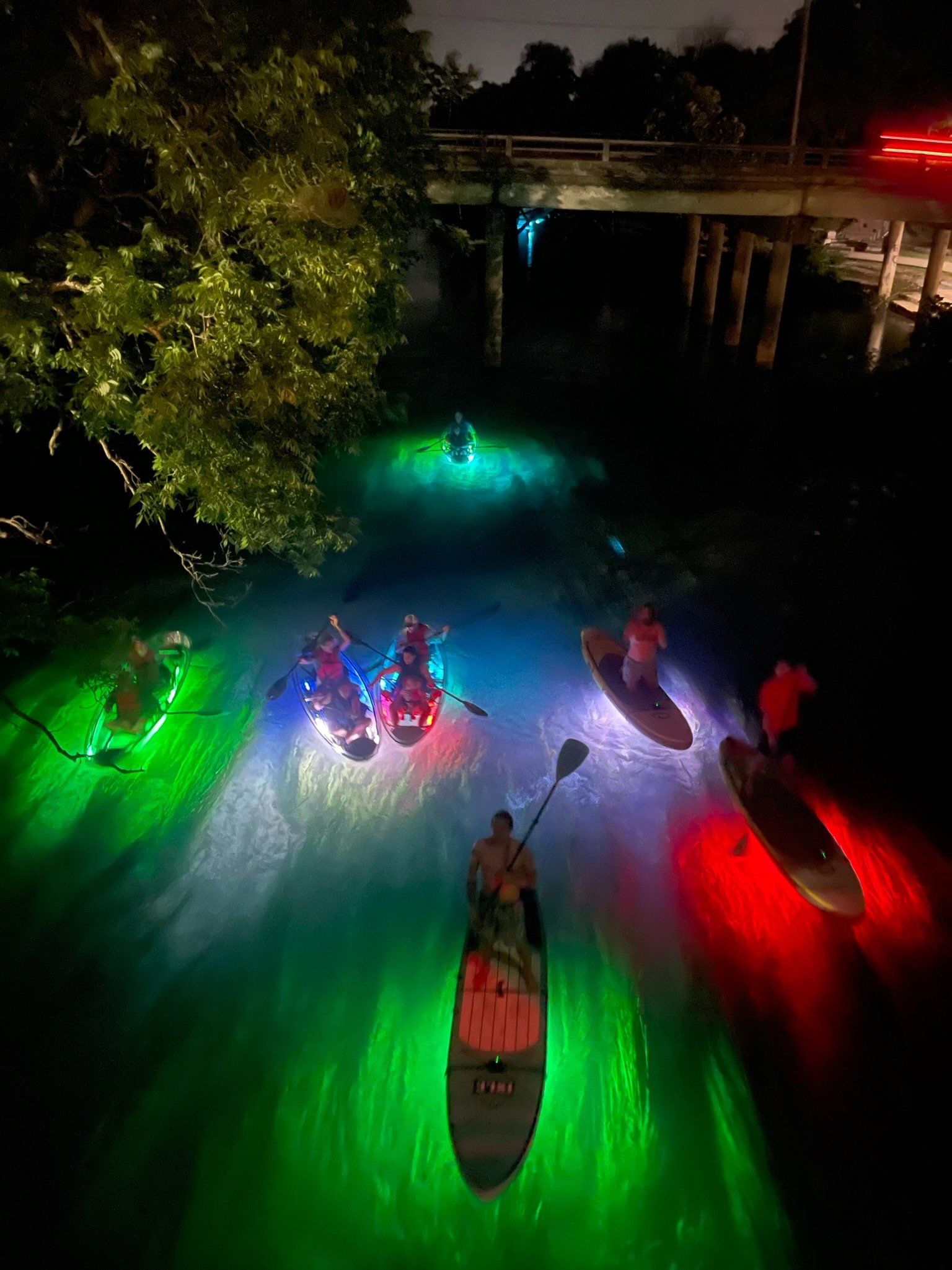 glow tour with boats and bats - austin paddle board glow tour