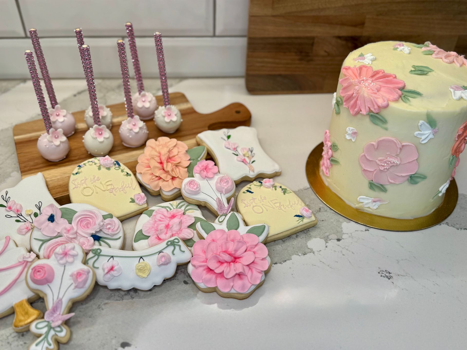 First Birthday floral cake