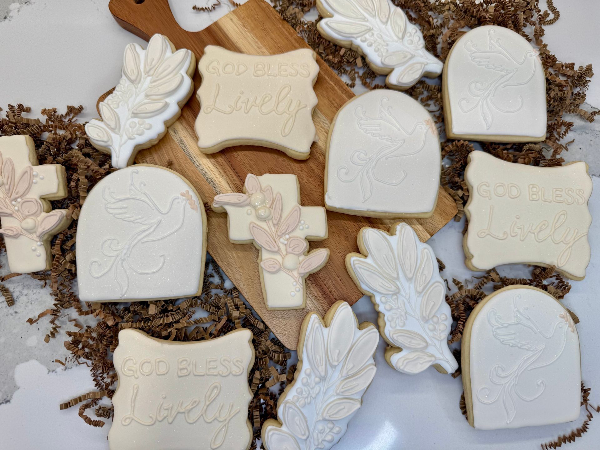 Cream Baptism Cookies