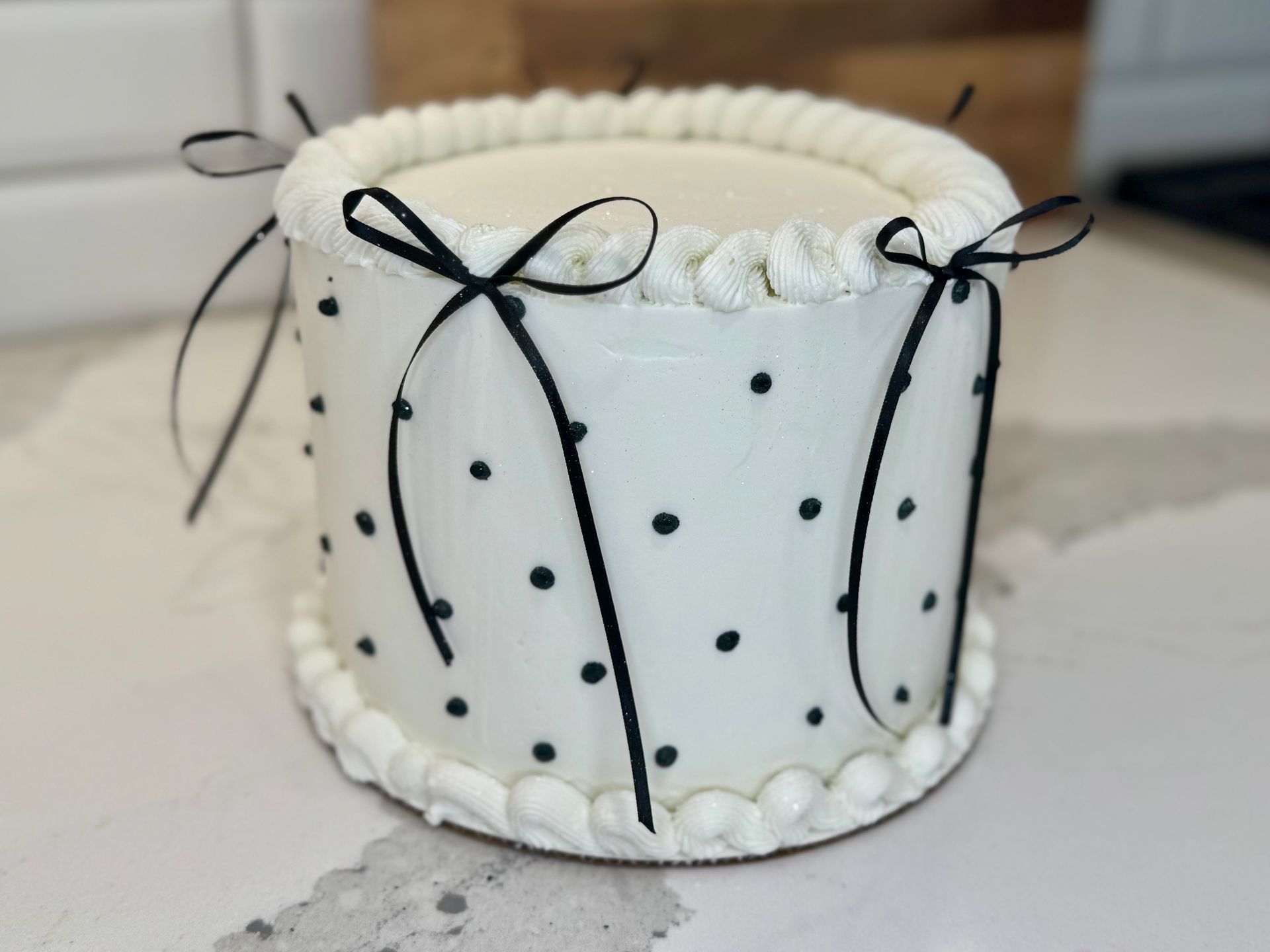 Black and White Ribbon Cake