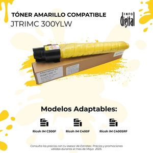 Un cartucho de tóner amarillo está encima de una caja de cartón.