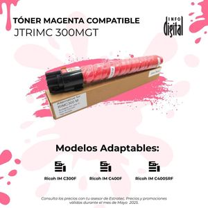 Una imagen de un toner magenta compatible jtrimc 300mgt.