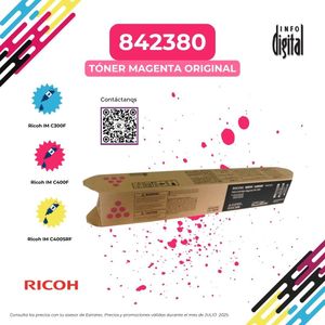 Una imagen de un tóner ricoh magenta original 842380.