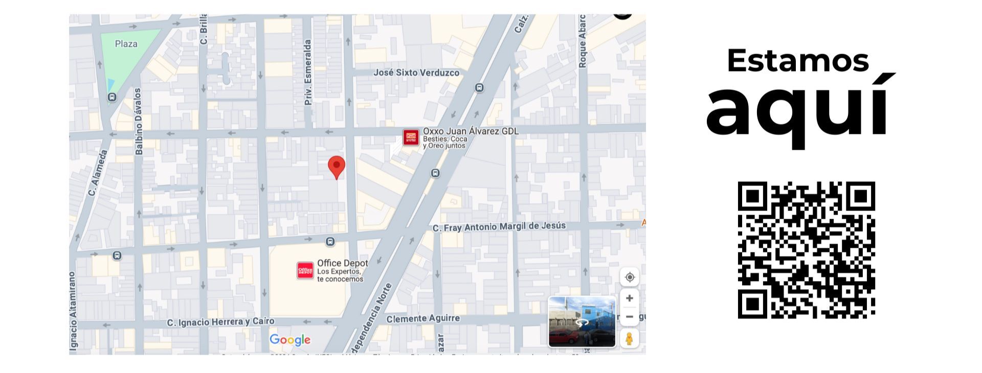 Un mapa de una ciudad con un código QR al lado.