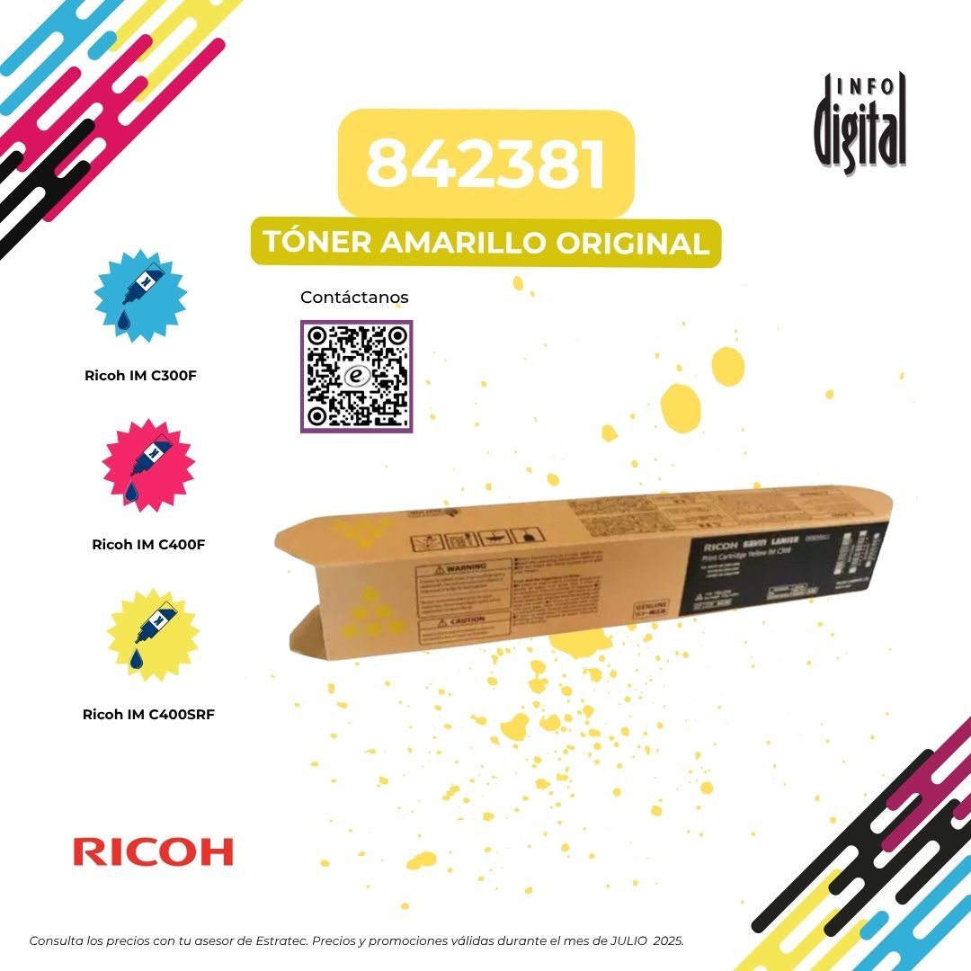 Una imagen de un toner amarillo original ricoh.