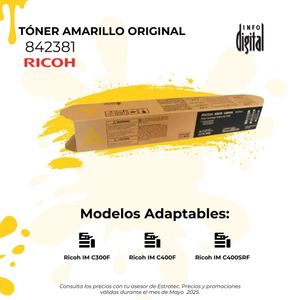 Una imagen de un toner amarillo original ricoh.