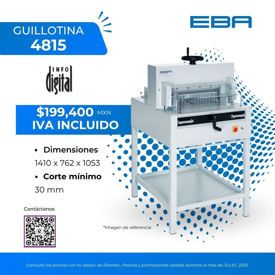 Un anuncio de una guillotina cortadora de papel