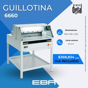 Un anuncio de una guillotina cortadora de papel modelo 6600