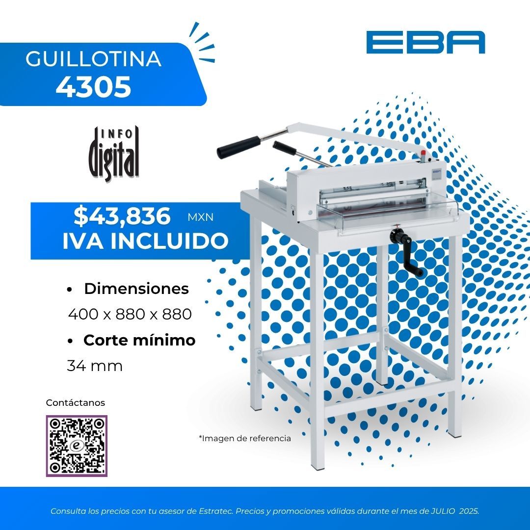 Un anuncio de una guillotina 4305 de eba