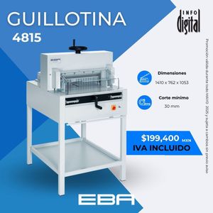 Un anuncio de una guillotina cortadora de papel