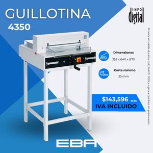 Un anuncio de una guillotina cortadora de papel modelo 4350