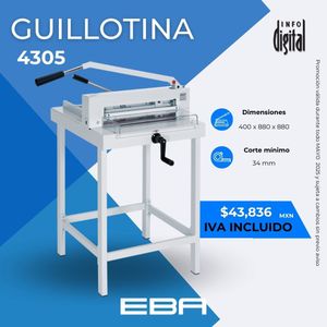 Un anuncio de una guillotina 4305 de eba
