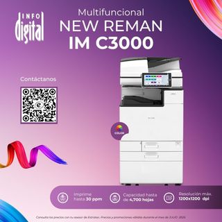 Un anuncio de una nueva impresora remanufacturada IM C3000