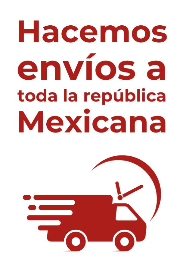 A red delivery truck with the words hacemos envios a toda la republica mexicana