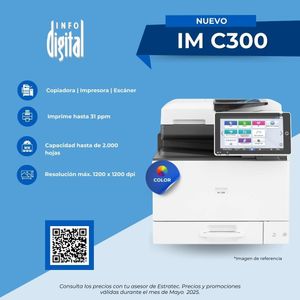Un anuncio de una impresora llamada im c300