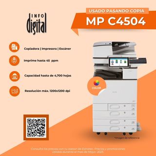 Un anuncio de una impresora llamada mp c4504
