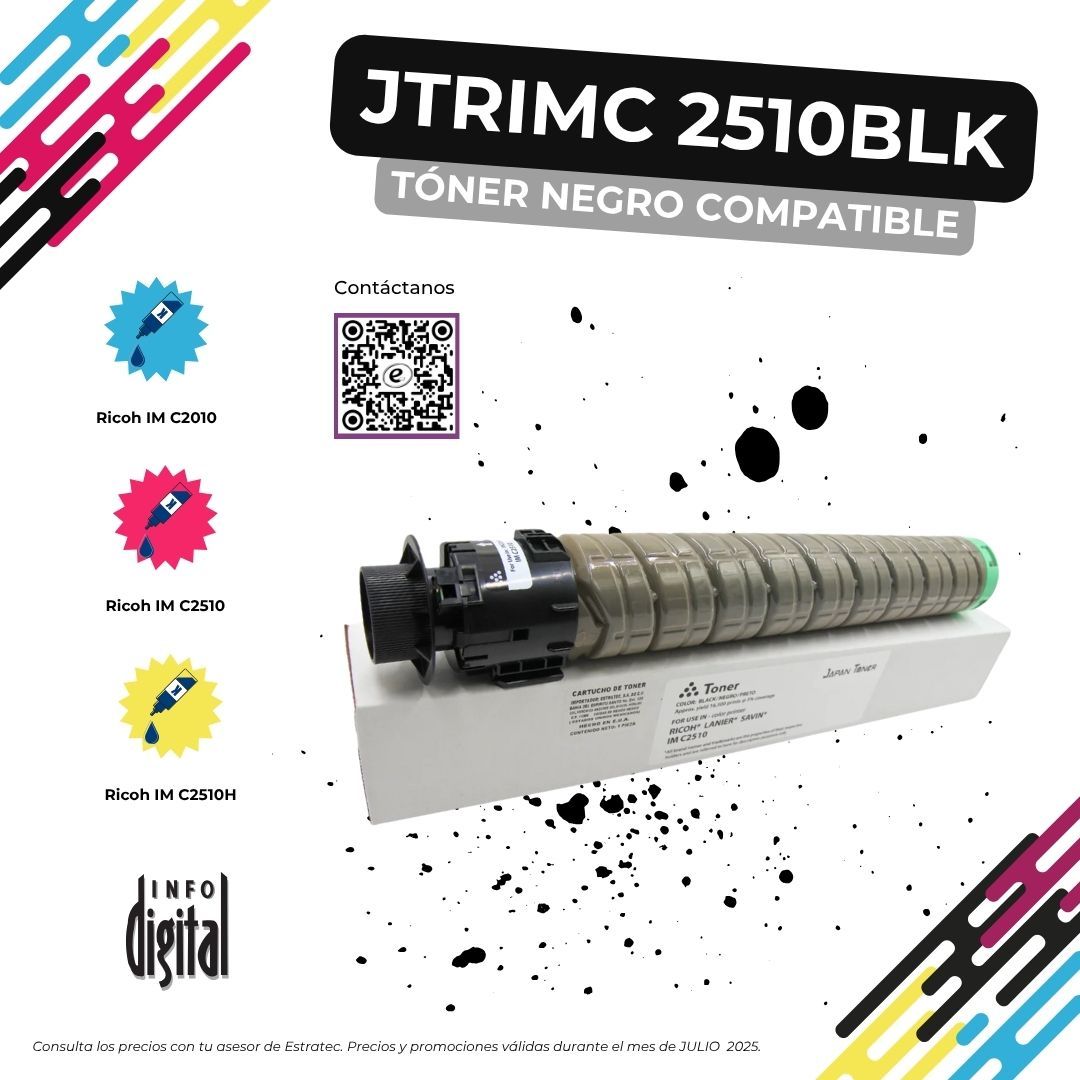 Un cartucho de tóner negro está encima de una caja blanca.