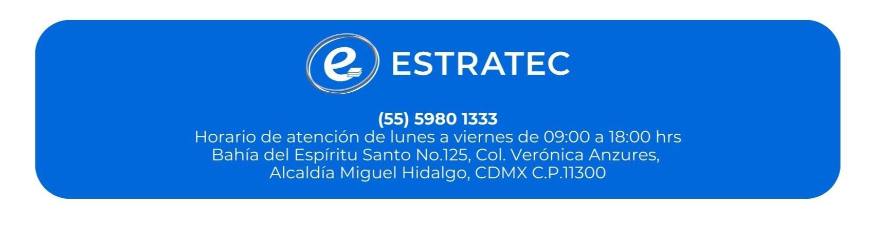 Un botón azul con la palabra estratec.