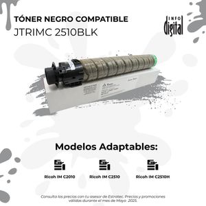 Un cartucho de tóner negro está encima de una caja blanca.