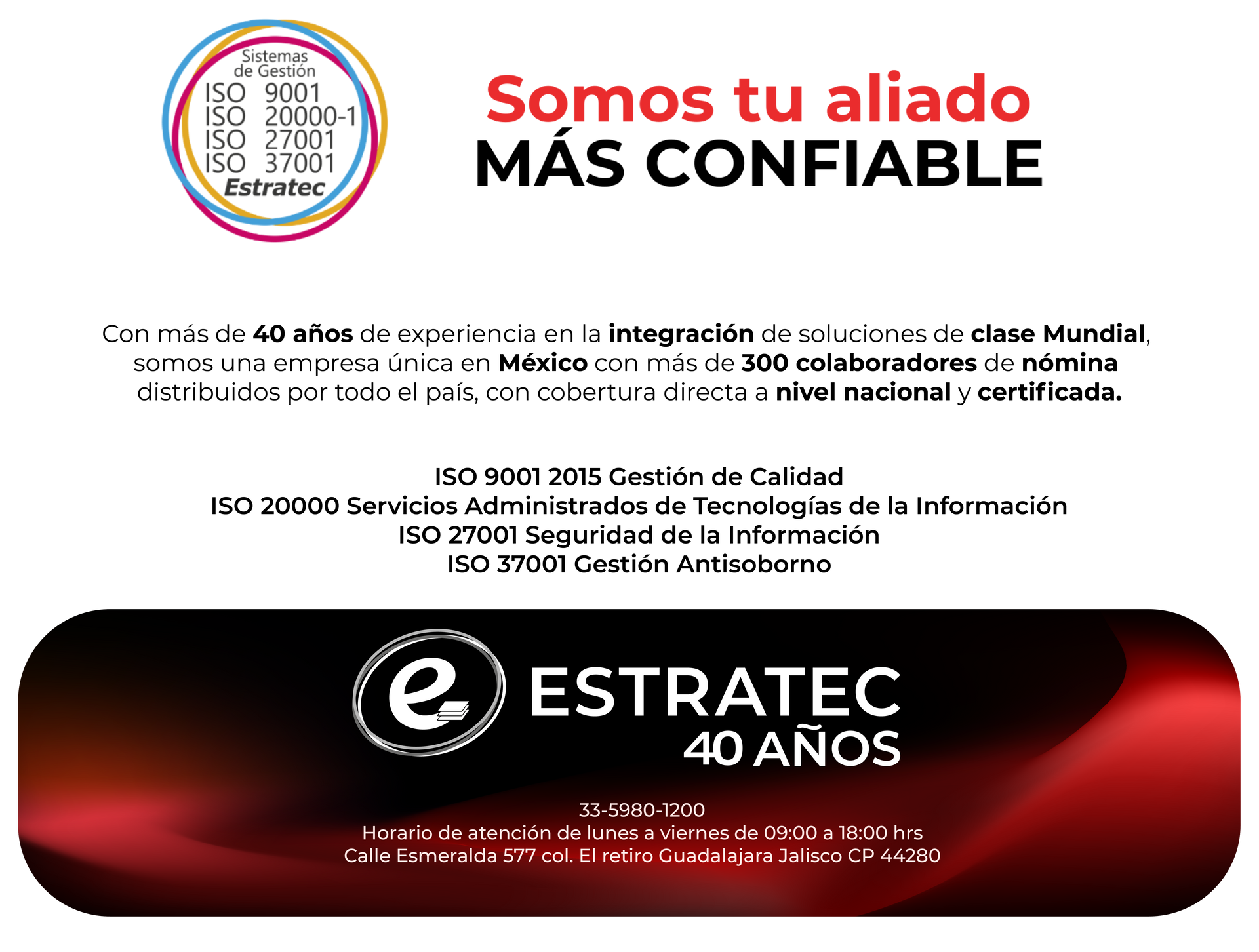 A red and black sign that says `` somos tu aliado mas confiable ''