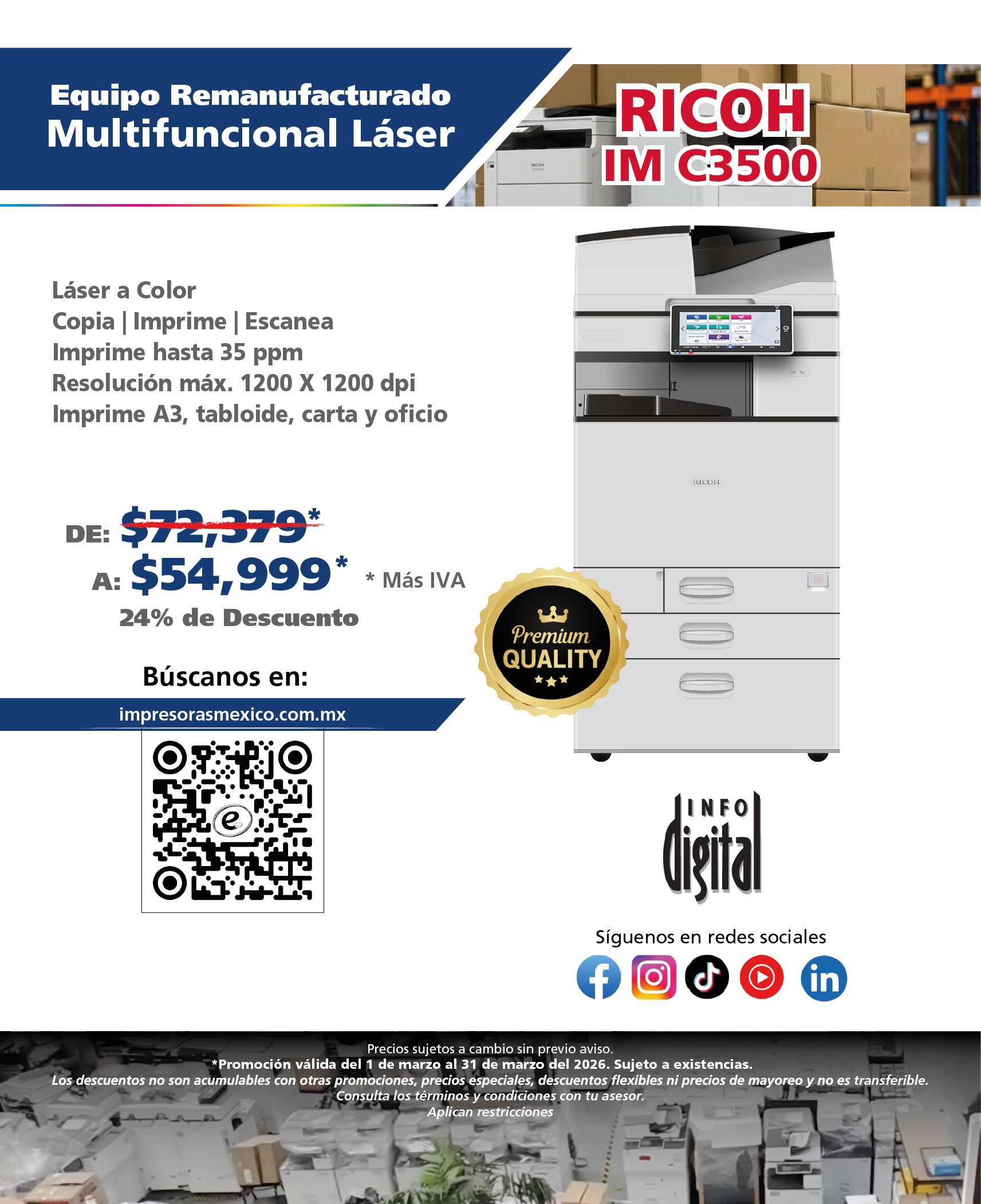 Un anuncio de una impresora digital llamada MP 3550