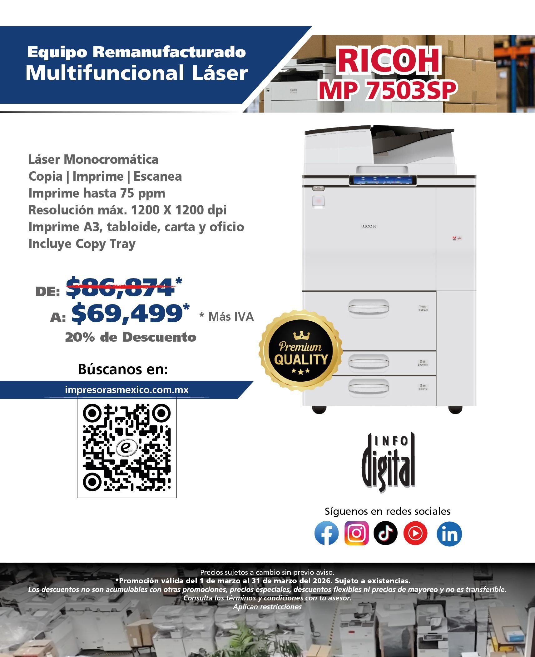 Un anuncio de una impresora digital llamada MP 3550