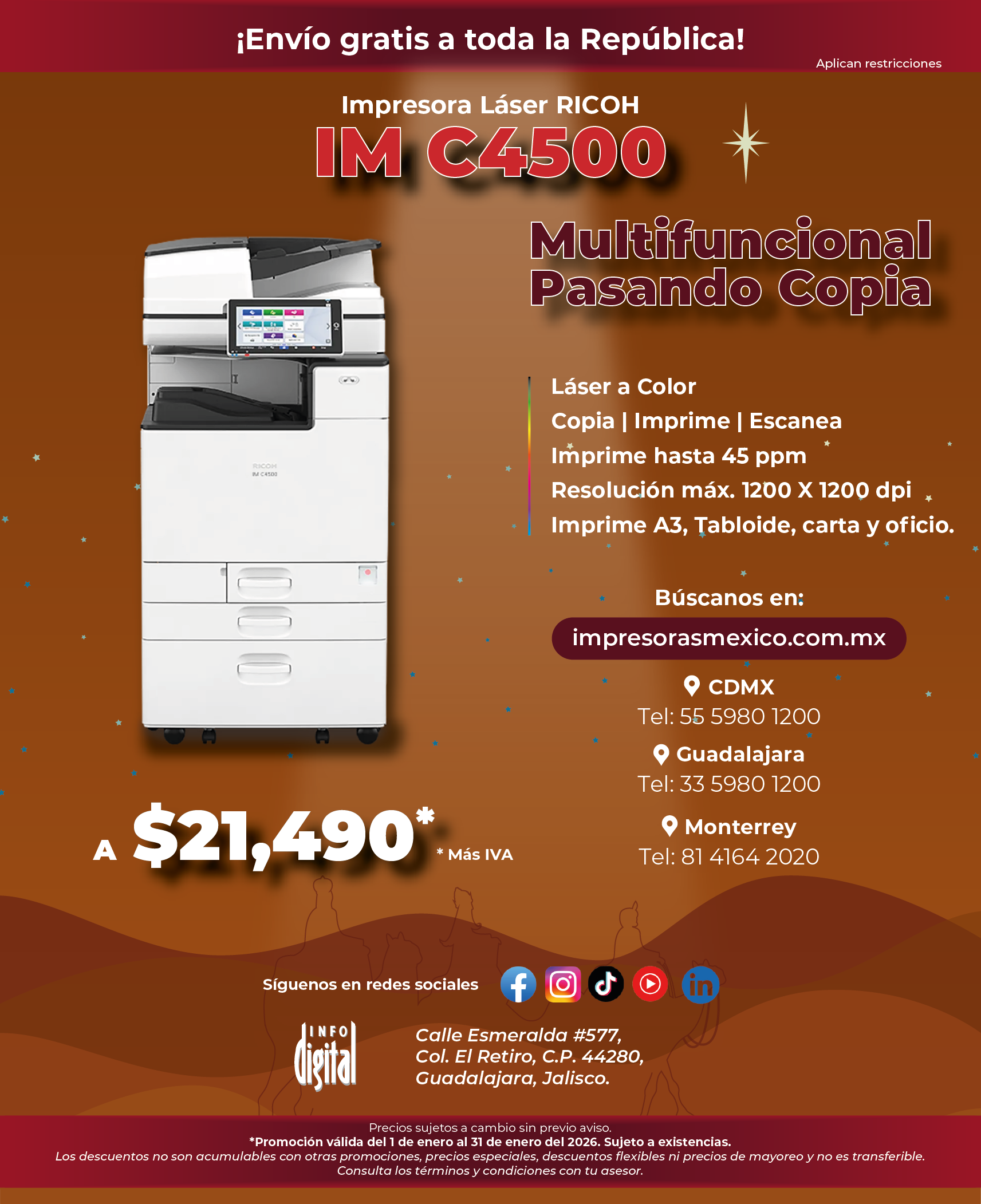 Un anuncio de una impresora llamada mp c4504