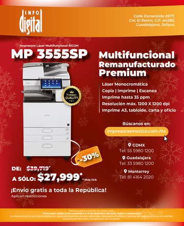 Un anuncio de una impresora digital llamada MP 3550