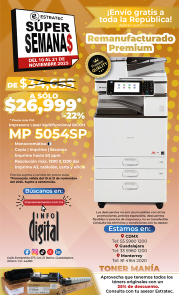 Un anuncio de una impresora digital llamada MP 3550