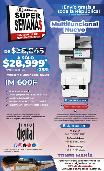 Un cartel de una impresora que dice nuevo m 320f