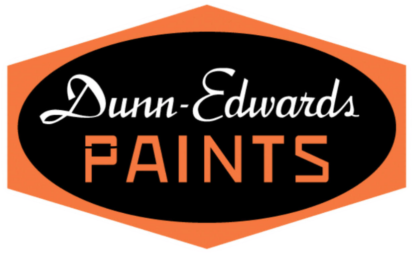 The dunn-edwards paints logo is black and orange