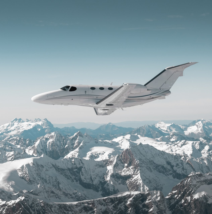 Swiss Global Jet on mountains