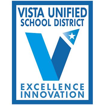 A logo for vista unified school district excellence innovation