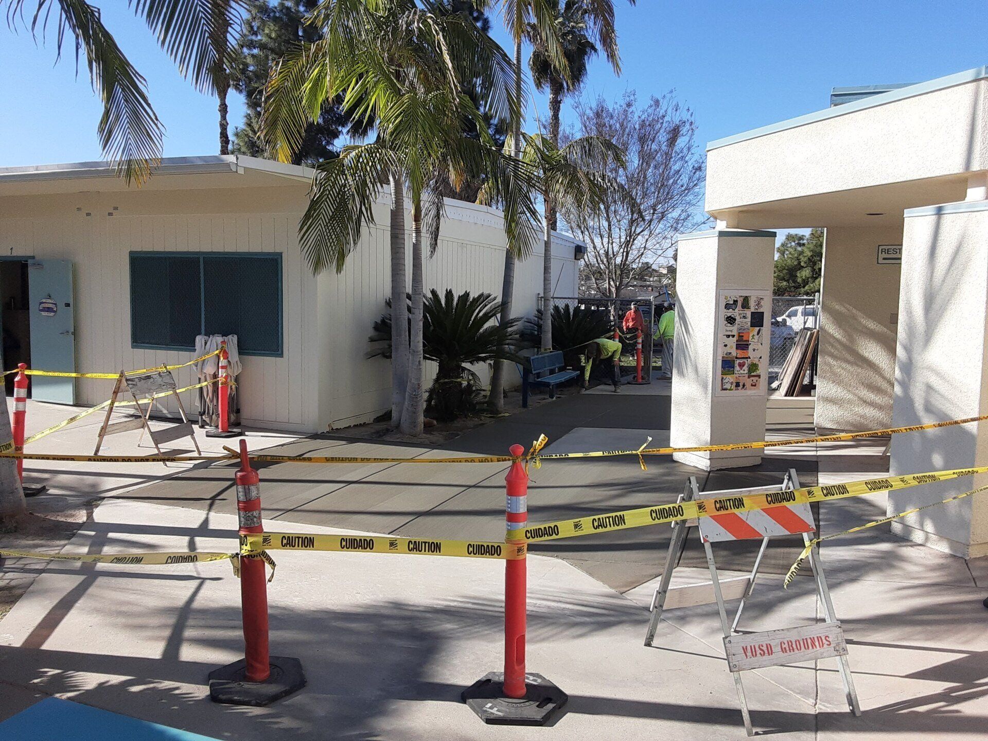 A construction site with a sign that says no entry