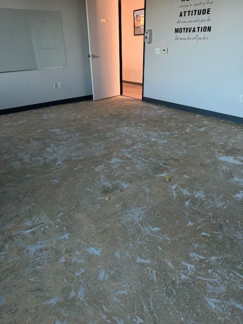 An empty room with a sign on the wall that says attitude