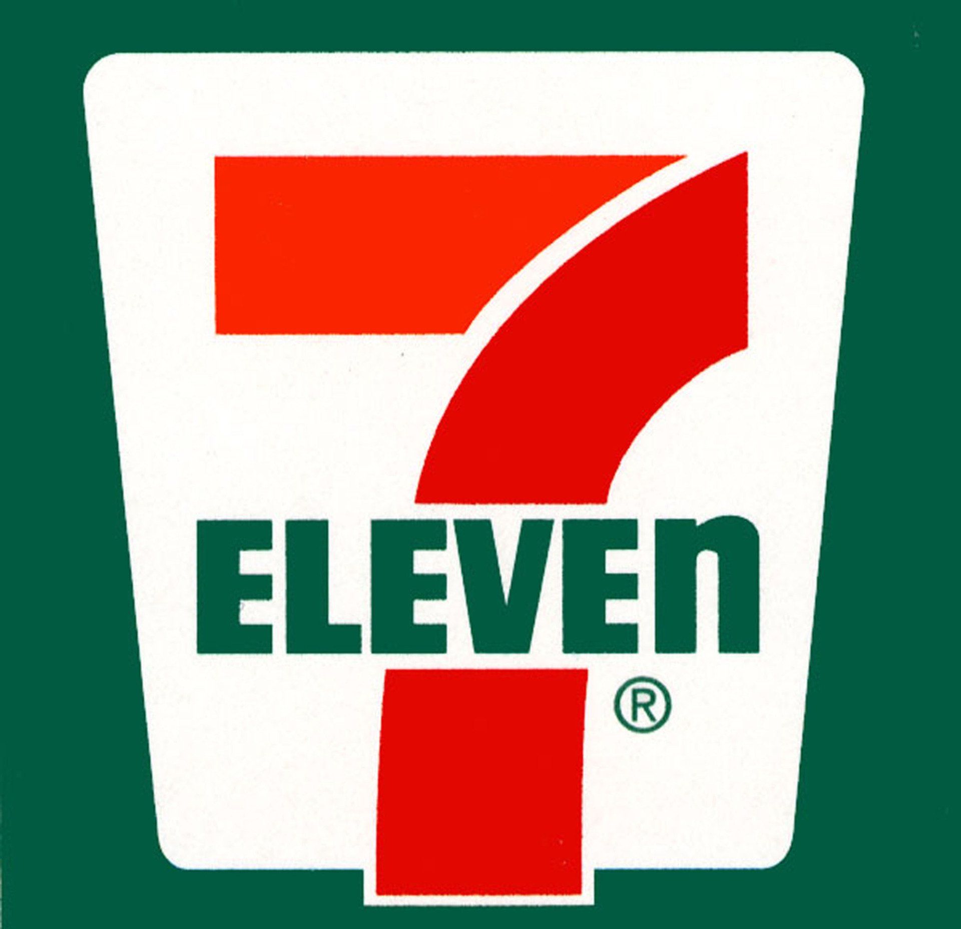 A 7 eleven logo on a green background