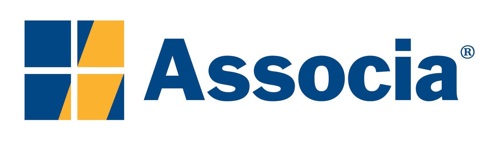 A blue and yellow logo for a company called assosia