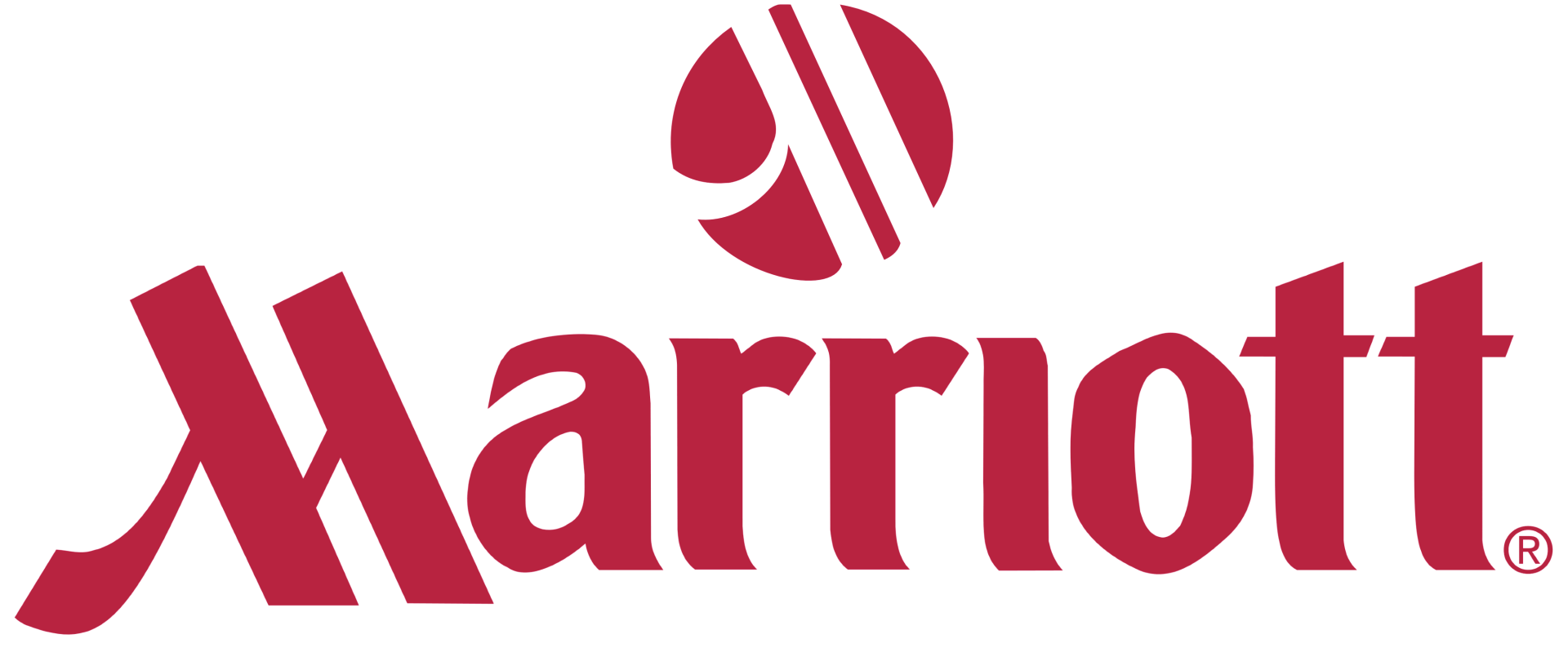 A red marriott logo on a white background