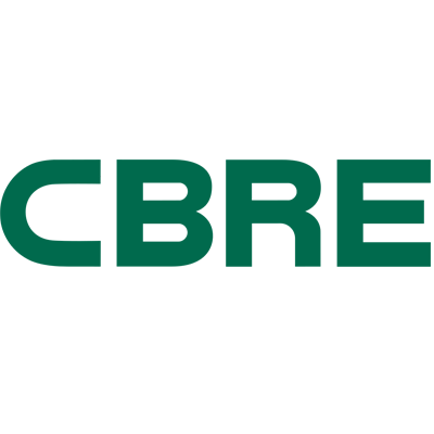 The cbre logo is green and white on a white background.