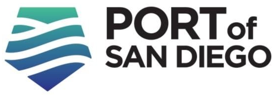 The logo for the port of san diego is a shield with waves on it.