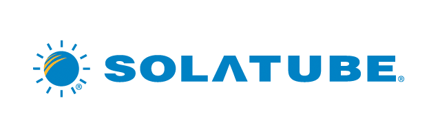 A blue logo for solatube with a sun on it