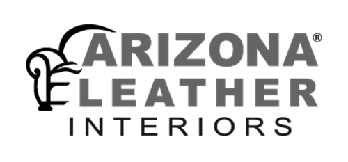 A black and white logo for arizona leather interiors