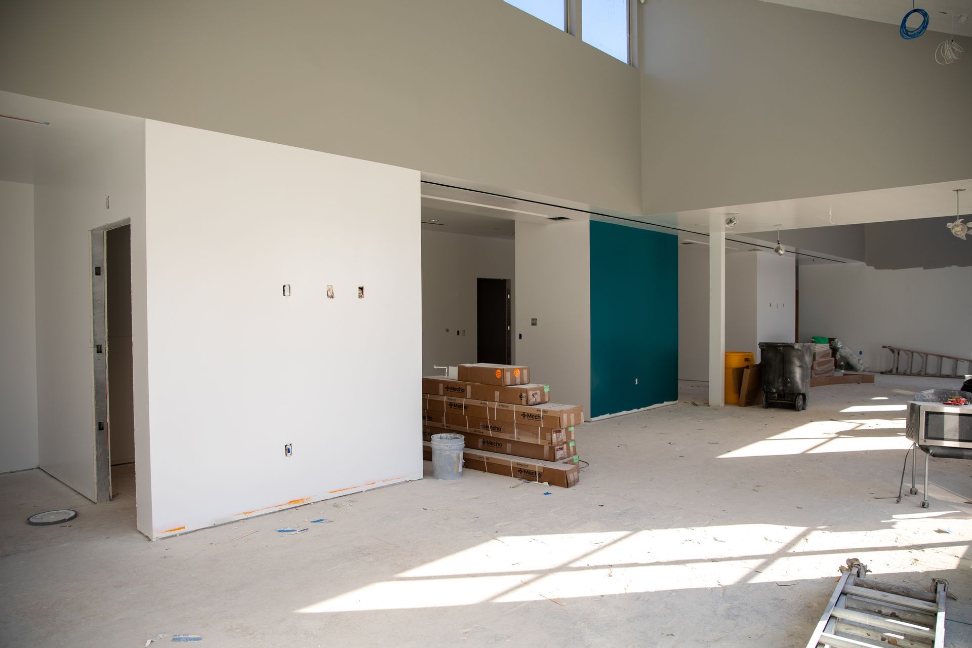 There is a ladder in the middle of the room.